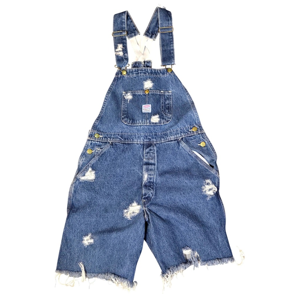 Men's Pointer Brand W32 Distressed Denim Shortalls Made in USA Overalls